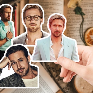 Ryan Gosling Stickers, Waterproof, Glossy Vinyl Stickers, Ryan Gosling Sticker Set, Ryan Gosling Tumbler, Waterbottle, Thermos Stickers