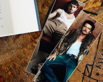 Pedro Pascal & Paul Mescal Bookmark Set, Glossy Laminated Book Page Holder, Reader Gift