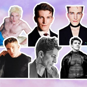 Ewan Mitchell-stickers, waterdichte, glanzende vinylstickers, Ewan Mitchell-stickerset, Ewan Mitchell-beker, waterfles, thermosstickers