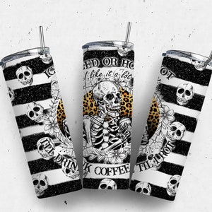 Skeleton coffee Skinny Tumbler 20 oz Sublimation Design PNG - Halloween Tumbler Straight and Tapered PNG