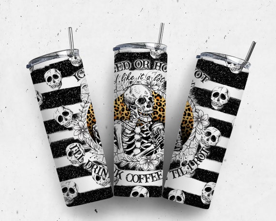 Skeleton coffee Skinny Tumbler 20 oz Sublimation Design PNG - Halloween Tumbler Straight and Tapered PNG