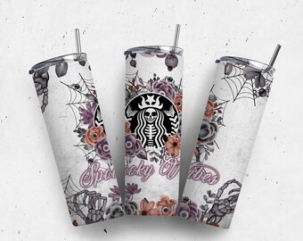 Opakowanie na kubek na Halloween, Spooky Vibes Tumbler png, Projekt kubka na Halloween, Kubki na Halloween png, Upiorne opakowanie na kubek, 20oz Skinny Tumbler