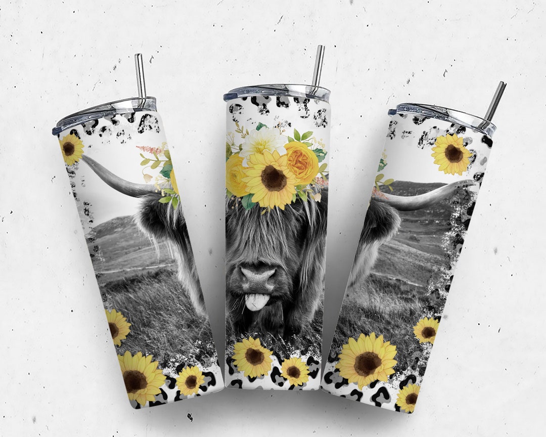 Highland Cow 20 Oz Skinny Tumbler Sublimation Design Digital Download ...