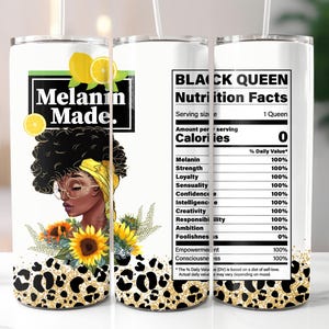 Melanin Made Black Queen Tumbler PNG, 20oz Skinny Tumbler PNG, Sublimation Design Download, Coffee Tumbler, Skinny Tumbler PNG