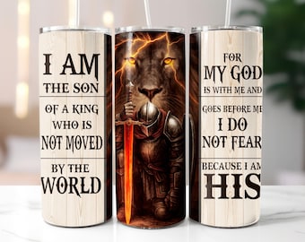 I Am The Son of a King 20oz Skinny Tumbler Sublimation Design, Christian Jesus Tumbler Straight & Tapered PNG, Lion of Judah, Christian Gift