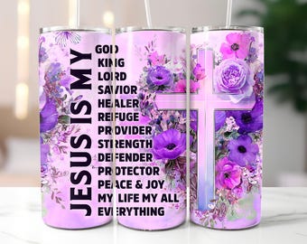 Jesus Is My Tumbler Wrap, 20oz Skinny Tumbler Design, Jesus Sublimation, Bible Verse Tumbler PNG, Christian Tumbler Wrap, Digital Download
