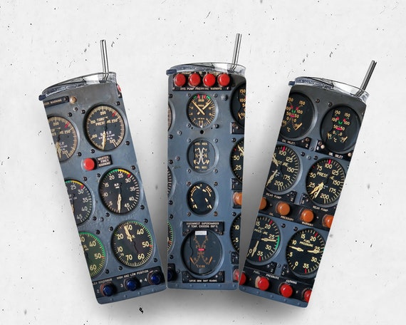 Flight Instruments Panel Pilot Tumbler Wrap PNG Designs Sublimation Designs Downloads - Skinny 20oz Wrap - PNG