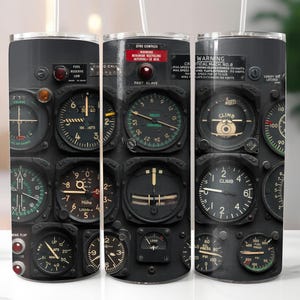 Pilot-Flugzeuginstrumente-Flying-Tumbler Wrap PNG Designs Sublimationsdesigns Downloads - Skinny 20oz Wrap - PNG
