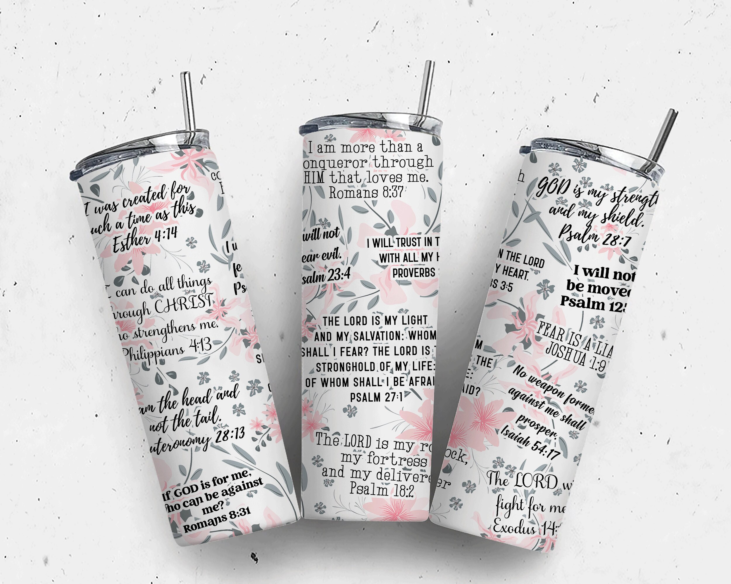 Affirmations Tumbler SCRIPTURE Sublimation Designs 20 Oz Skinny Tumbler