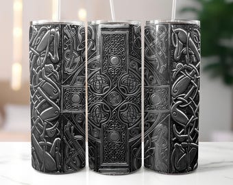 Viking Cross Symbol Celtic 20 Oz Skinny Sublimation Tumbler Wrap Digital Design PNG File Download