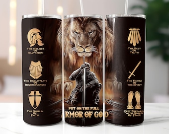 Armor of God 20oz Skinny Tumbler Sublimation Design, Skinny Tumbler PNG, Put The Full Armor Of God, Christian Wrap, PNG Digital Download