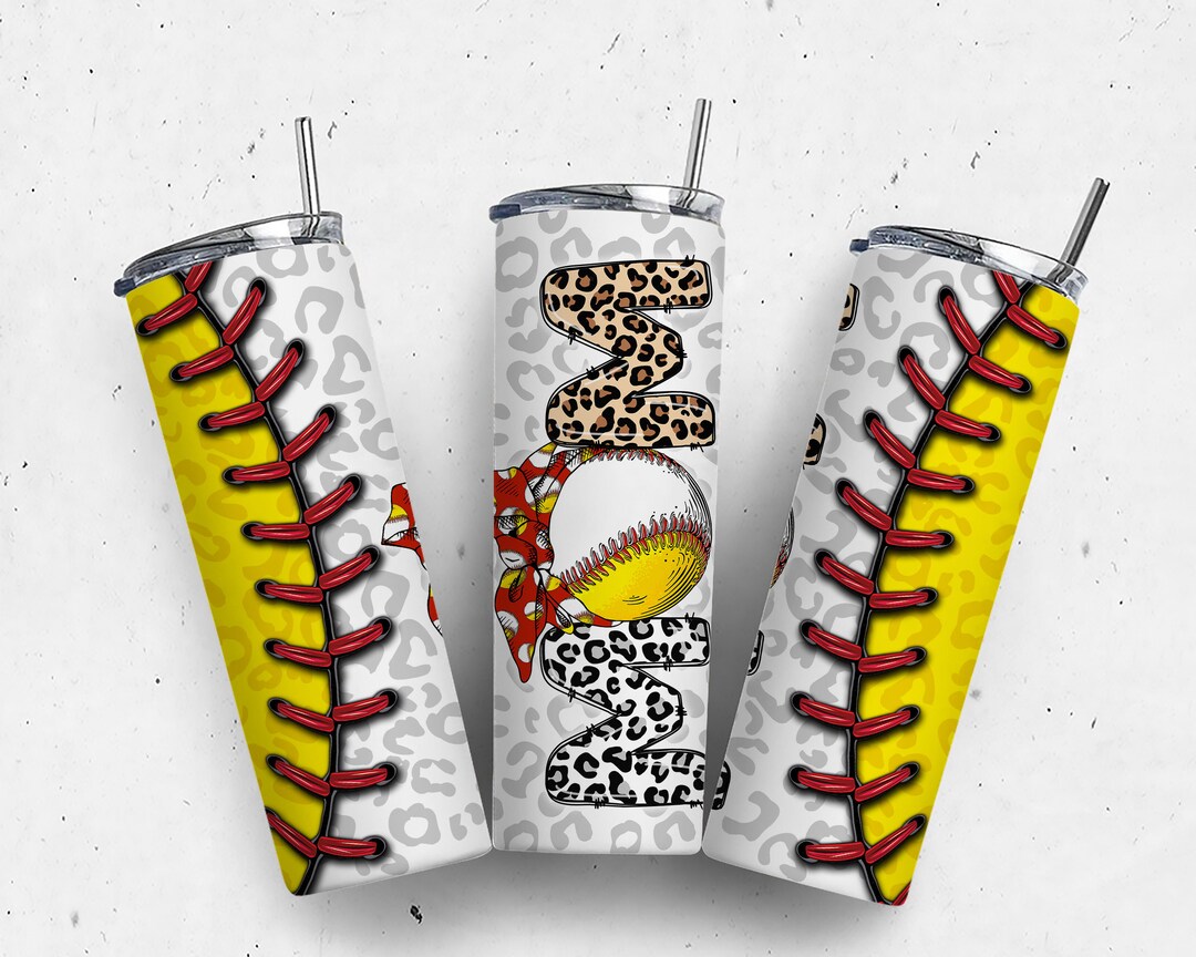 Mom of Both Softball Mom Tumbler Design, Baseball Leopard Tumbler, 20