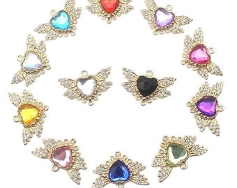 Gem Rhinestone  Heart Flatback for Hair Bows Planar Crafts Custom Resin for DIY Phone Decorations Wedding Craft