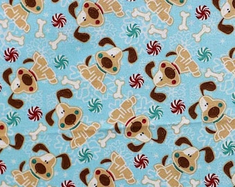 I Woof You Gingerbread Christmas Glitter Cotton Fabric Yardage by the half yard Sewing