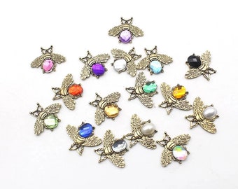Gem Rhinestone  Bee Flatback for Hair Bows Planar Crafts Custom Resin for DIY Phone Decorations Wedding Craft