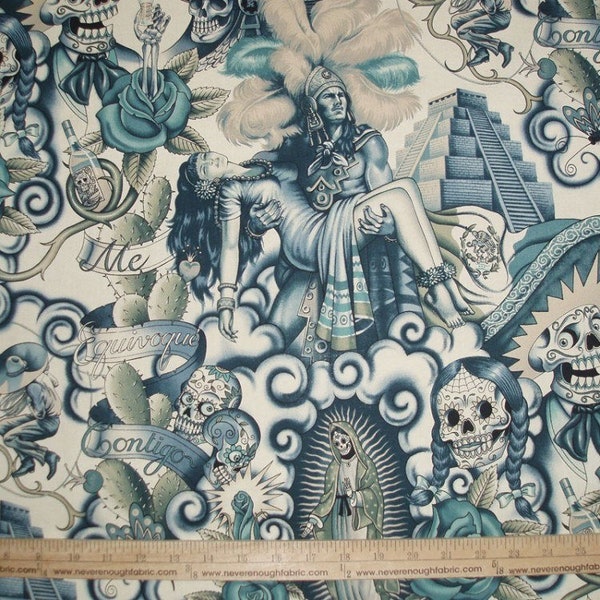 Alexander Henry Mexican Skull Fabric Cotton Fabric Yardage By The Half Yard  DIY Craft Supplies