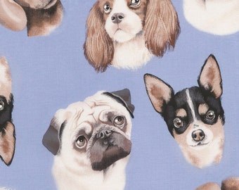 Pug Chihuahua Dachshund Cavalier Fabric Yardage by the half yard Timeless Treasure Sewing Novelty Fabric