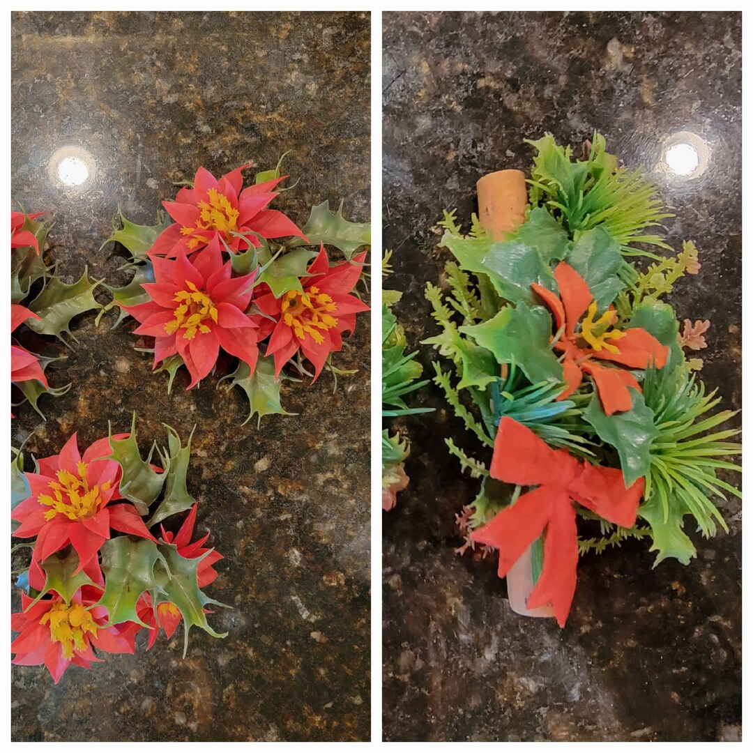 Vintage Christmas Poinsettia Candle Rings and Misc Tiered Etsy