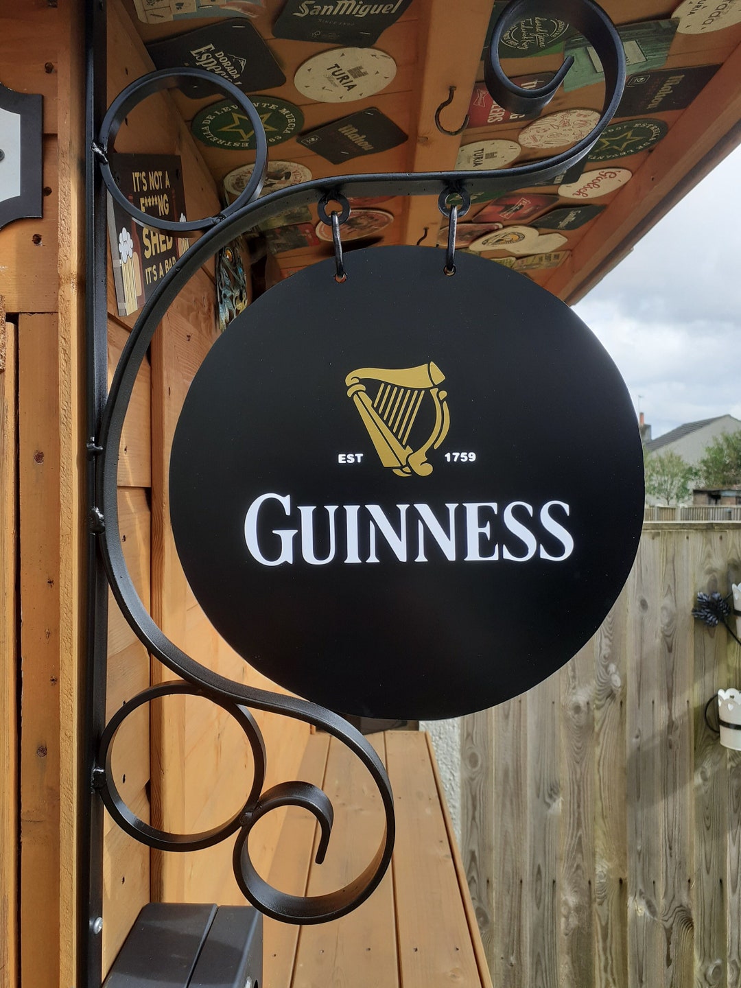 GUINNESS BAR SIGN Heavy Wrought Iron Bar Sign and Bracket - Etsy