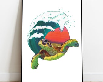 Sea turtle prints - Sea creatures wall art - Nursery decor - Nursery ocean prints - Ocean nursery decor - Ocean theme nursery - Printable