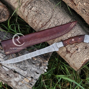 Damascus steel Fillet Fishing Knife, Handmade Damascus Fillet knife, kitchen knife , bbq Knife , steak knife , chef knife , gifts for him