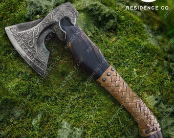 Viking forged axe - RAGNAR, Viking axe, personalized hatchet, Viking hatchet, bearded axe, camping axe, Best gift for him scandinavian axe