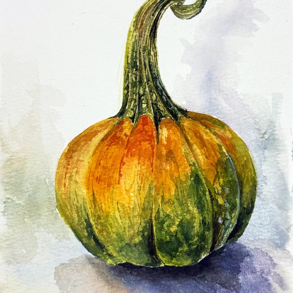 Original Painting Pumpkin Watercolor wall Art | Hand-painted Art | Watercolor Painting | Wall Decor | Wall Art| Fine Art | Minimalist