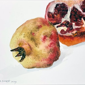 Original Painting Pomegranates Watercolor wall Art | Hand-painted Art | Watercolor Painting | Wall Decor |Wall Art | Fine Art | Minimalist