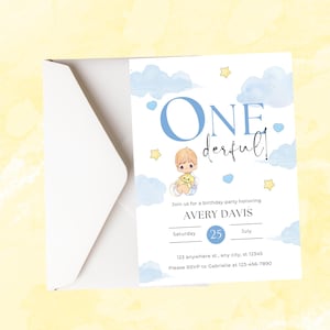 Precious Moments One year birthday invitation