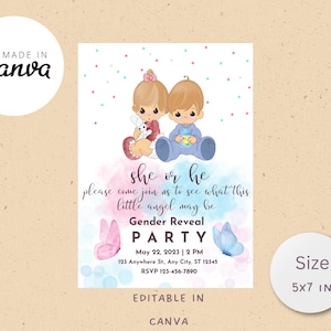 Precious Moments Gender Reveal Invitation - Etsy
