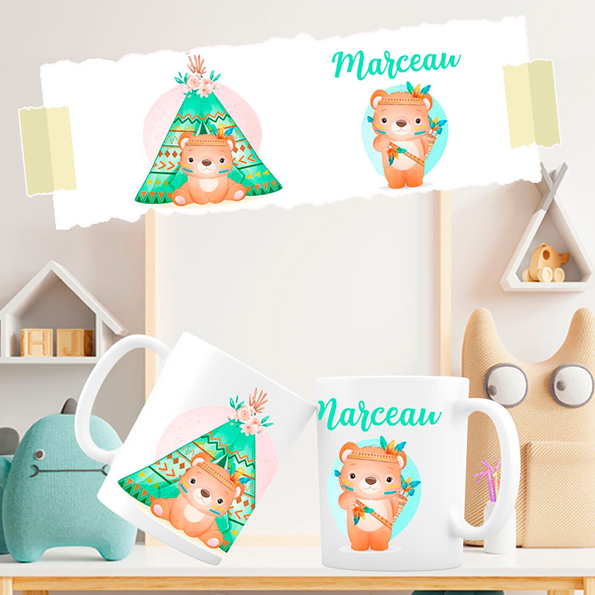 Mug Enfant Personnalisé Indien Ourson