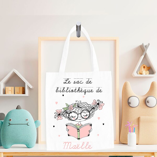 Tote Bag Enfant Personnalisé Bibliothèque Fille