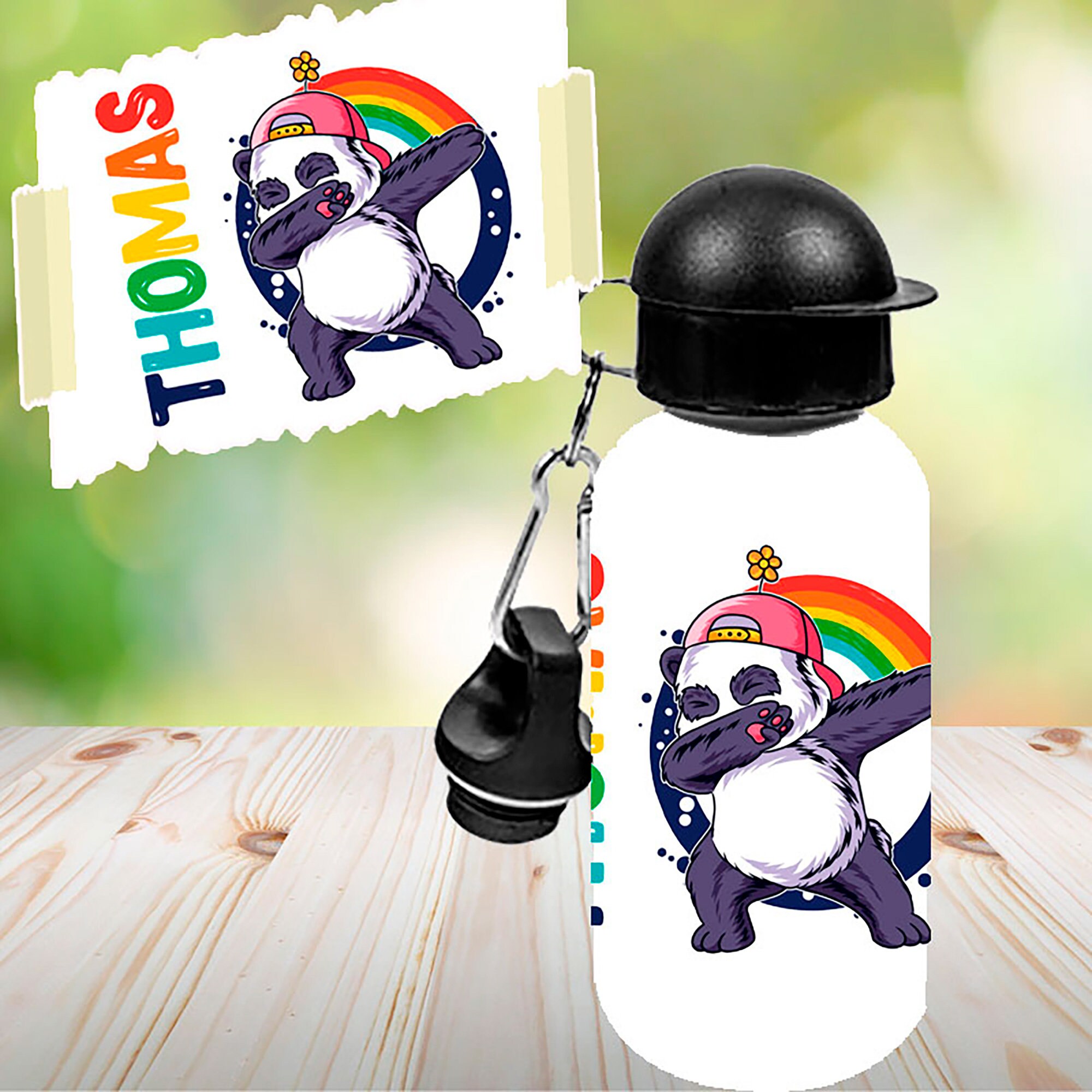 Gourde Enfant Personnalisée Panda, Cadeau avec Prénom