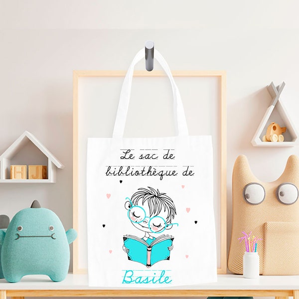 Tote Bag Enfant Personnalisé Bibliothèque Garçon