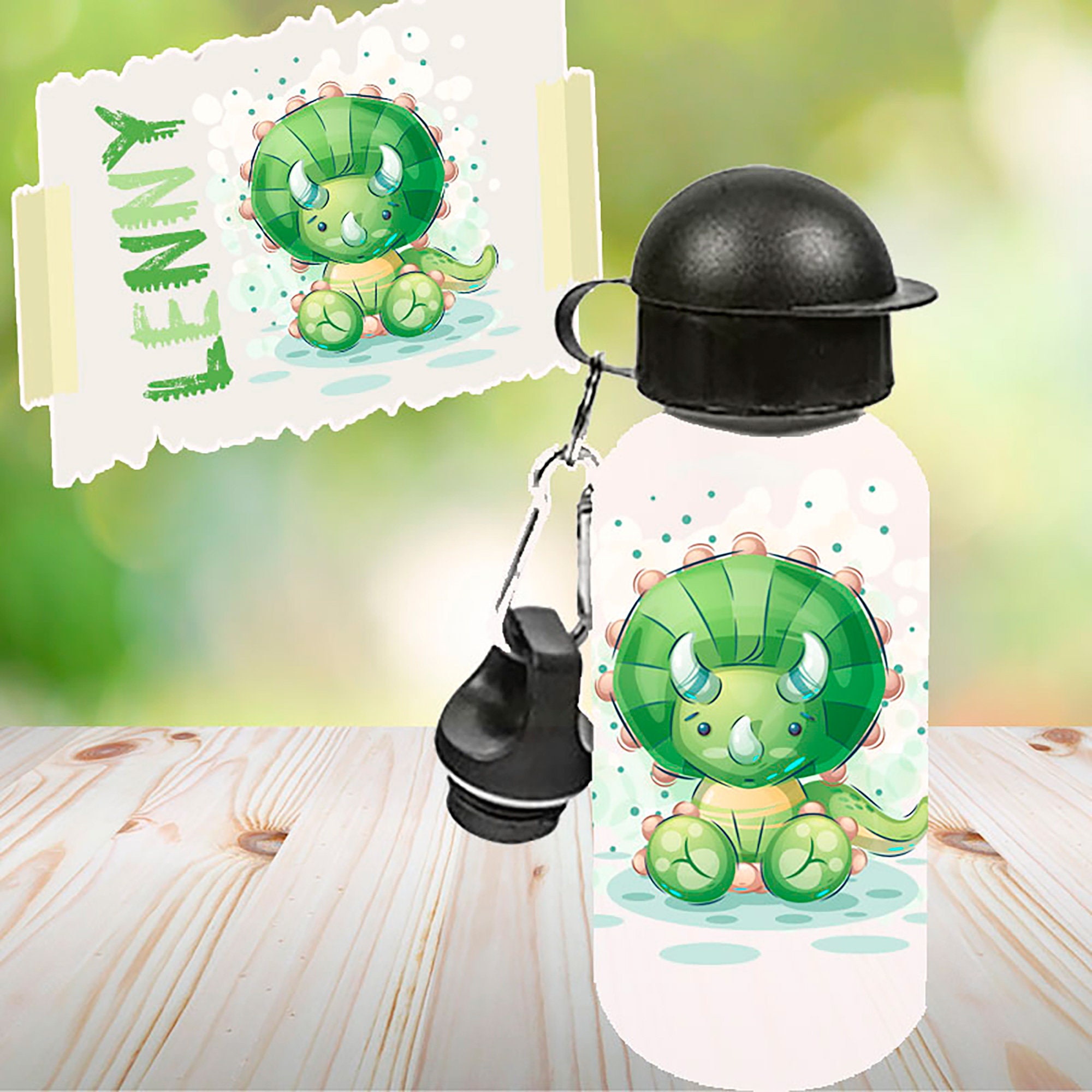 Gourde Enfant Personnalisée Dino, Cadeau avec Prénom