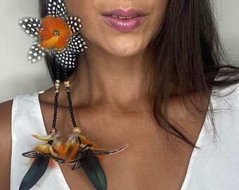 Exotic ethnic flower earring