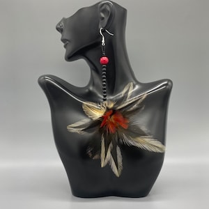 Exotic flower feather earring