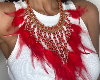 Tribal shamanic statement necklace