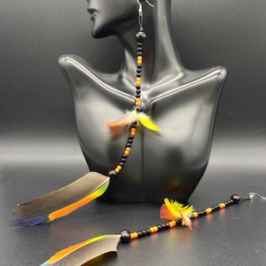 Colorful Exotic dangle feather earrings