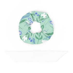 Blue Floral Scrunchie