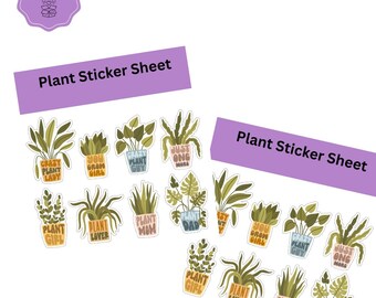 Plant Sticker | Die Cut Sticker Sheet | 4x7 Inch Sticker Sheet | High Quality Vinyl Stickers | Laptop, Water Bottle, Planner Stickers