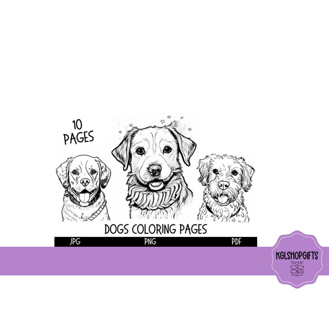 Dog Coloring Book Pages - Etsy
