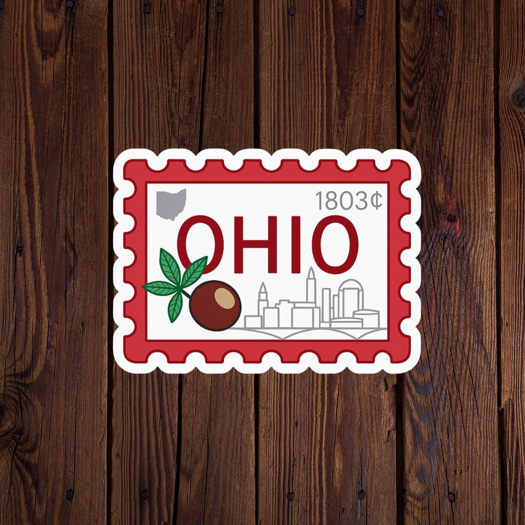 Ohio Stamp Sticker | Waterproof Vinyl Sticker | Durable Laptop & Water ...