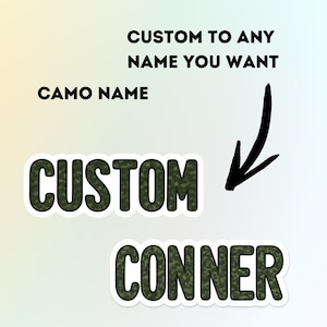 Camo Custom Name Sticker | Personalized Waterproof Vinyl Decal | Laptop, Water Bottle, Tumbler, Notebook Label | Die Cut Name Tag