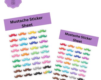 Mustache Sticker | Die Cut Sticker Sheet | 4x7 Inch Sticker Sheet | High Quality Vinyl Stickers | Laptop, Water Bottle, Planner Stickers