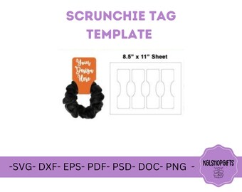 Modello di tag Scrunchie SVG / stampabile