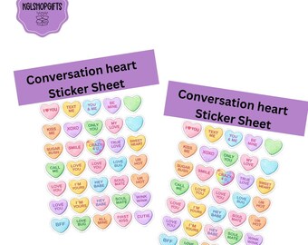 Conversation hearts Sticker | Die Cut Sticker Sheet | Sticker Sheet | High Quality Vinyl Stickers | Laptop, Water Bottle, Planner Stickers