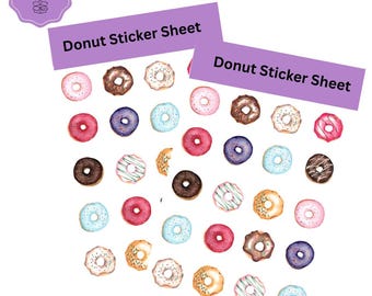 Donut Sticker Sheet Die Cut Sticker Sheet | 4x7 Inch Sticker Sheet | High Quality Vinyl Stickers | Laptop, Water Bottle, Planner Stickers