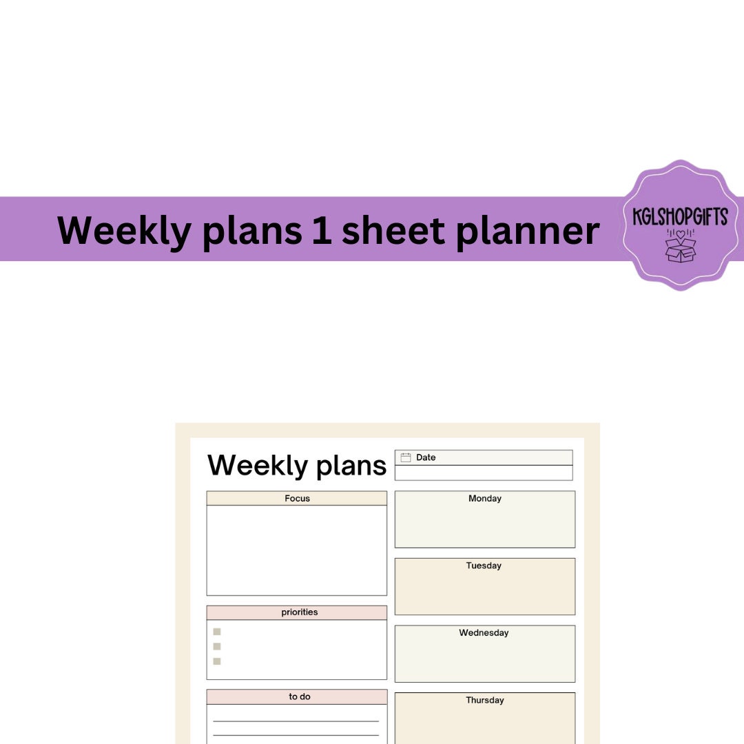 Weekly Plan Column Weekly Plans Planner - Etsy