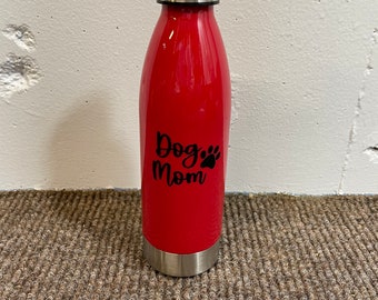 Dog Mom Red Water Bottle